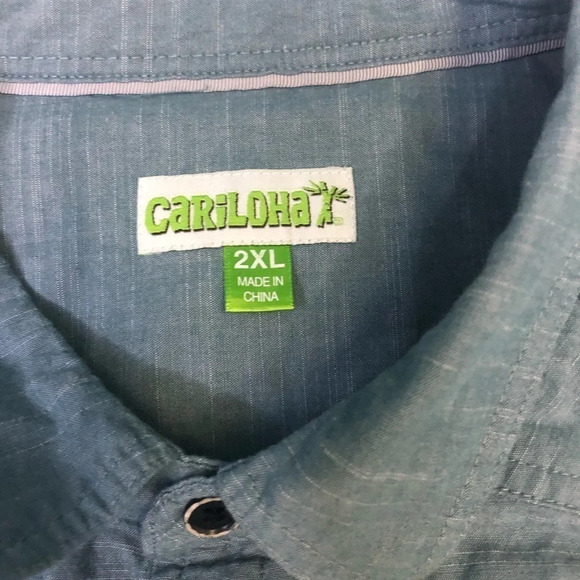 Cariloha Cotton/Bamboo Light Blue-Green Short Sleeve Shirt 2XL - Picture 5 of 8